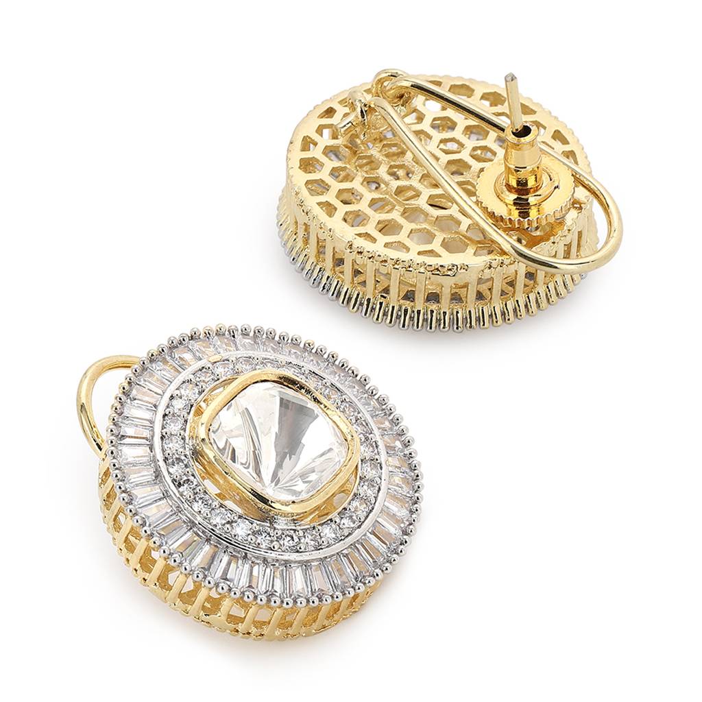 Diamond & Semi Precious Stone Round Oversized Studs : RSA22-24