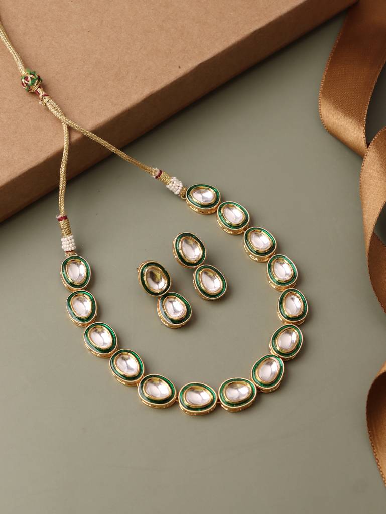 Meira Green Enamel Kundan String : FSE2