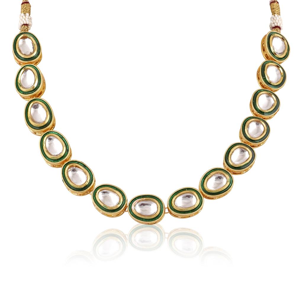 Meira Green Enamel Kundan String : FSE2
