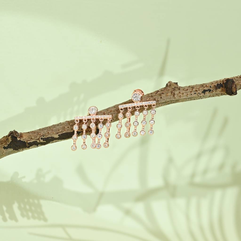 Elegant Drop Dangler In Rose Gold Color : FSER663