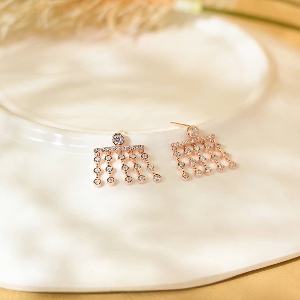 Elegant Drop Dangler In Rose Gold Color : FSER663