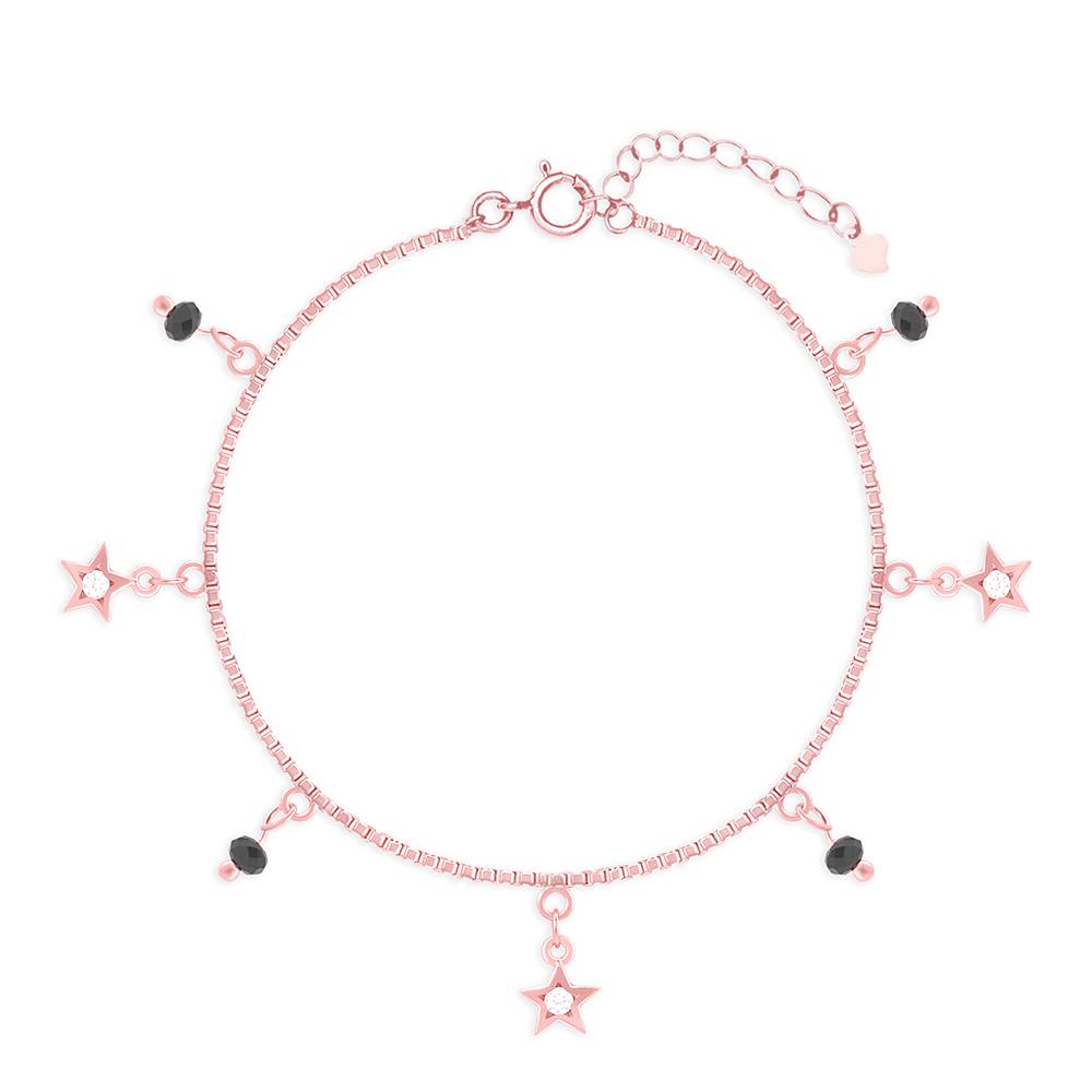 Star Charm Bracelet With Black Beads : FSLB763