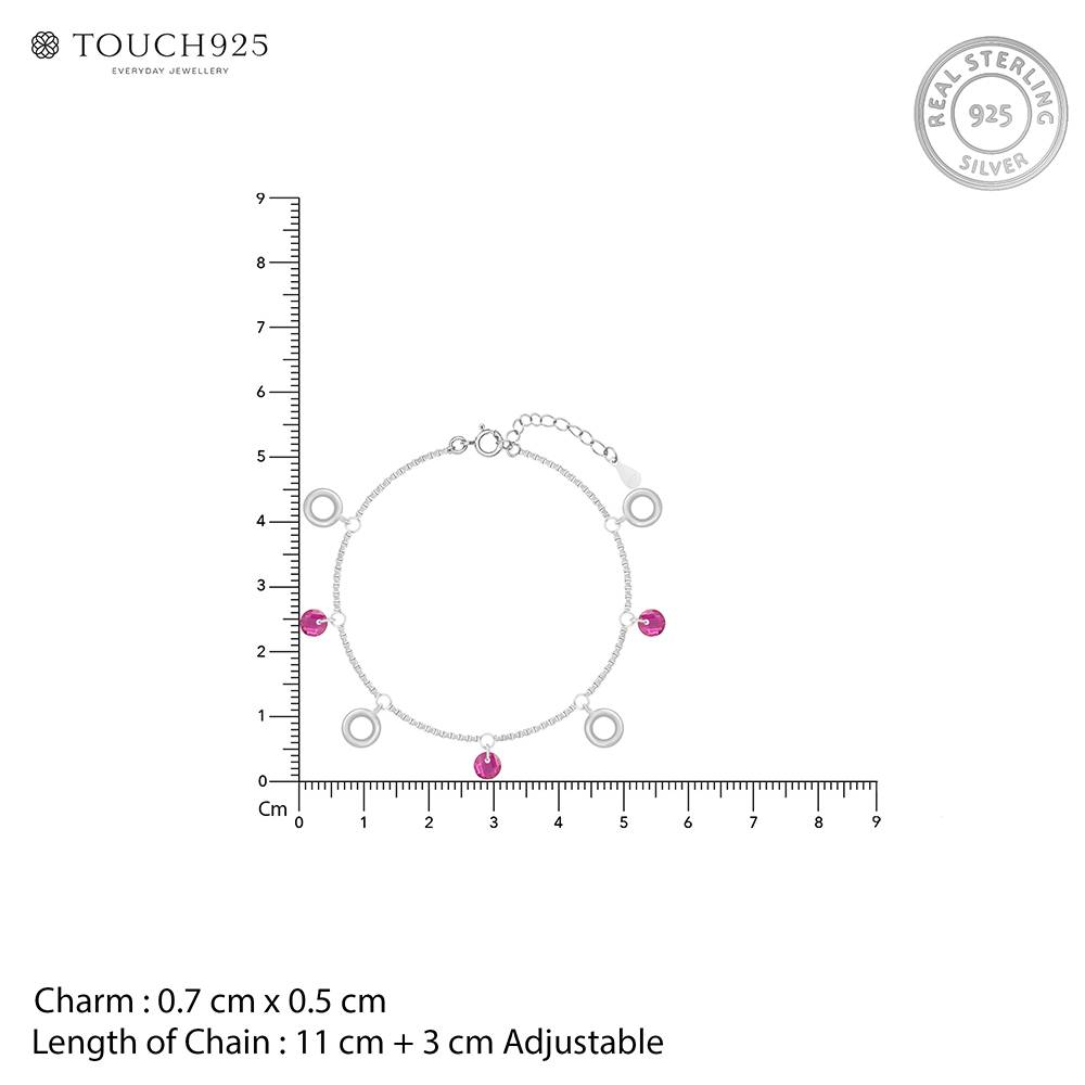 Pink Bead And Circle Charm Bracelet : FTLB783