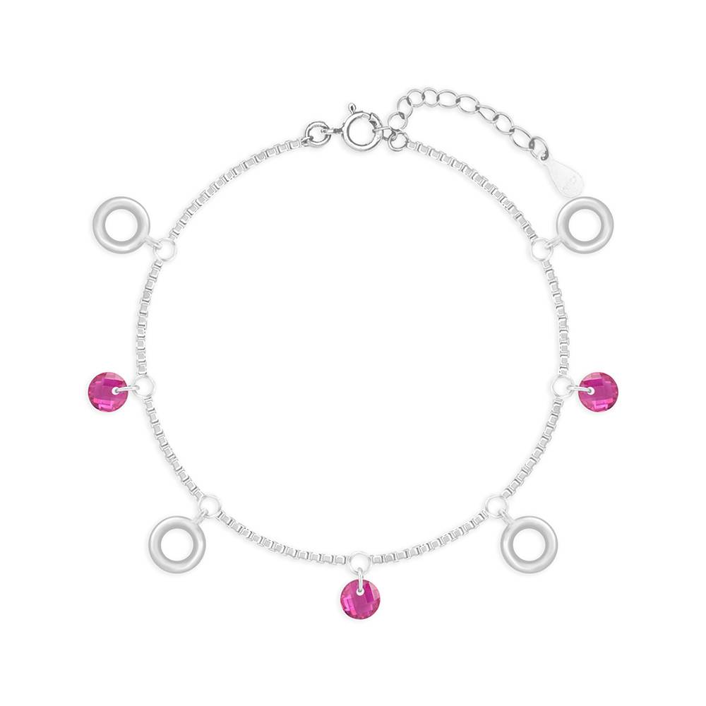 Pink Bead And Circle Charm Bracelet : FTLB783