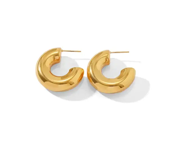 Classic Chunky Gold Hoops : EAR13