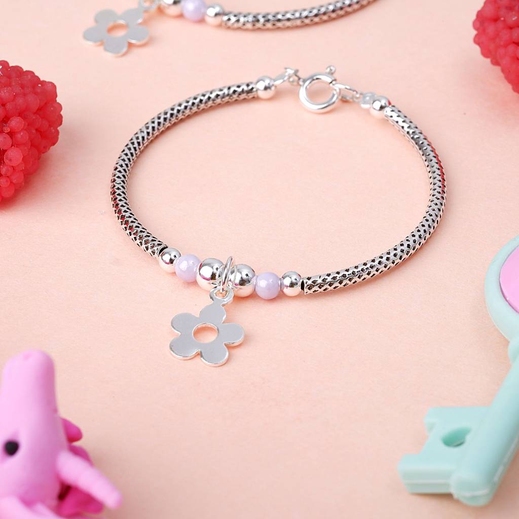 Flower 925 Silver Adjustable Kids Bangle : FlowerBangle