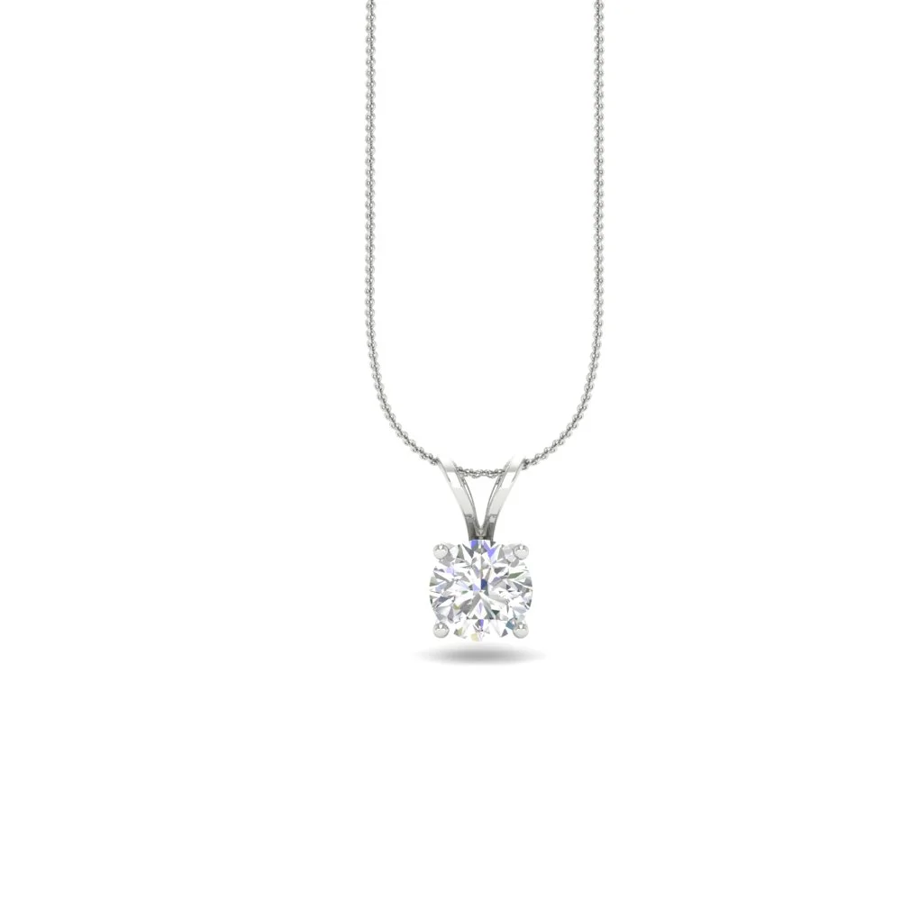 Round Cut Moissanite Women Solitaire Pendant Necklace 14K Gold Plated : FJ_020