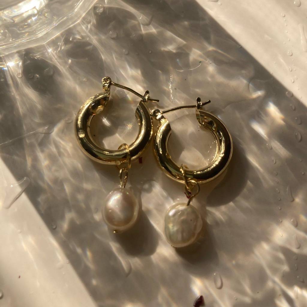 Alga Pearl Drop Earrings - Gold main image 1