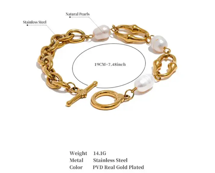 Pearl Link Golden Bracelet : NC0808