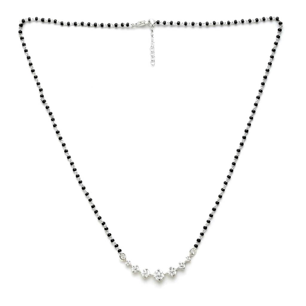 925 Sterling Silver 7 Stone Mangalsutra Tanmaniya Pendant With Chain Gift For Women And Girls : CSWZMP53