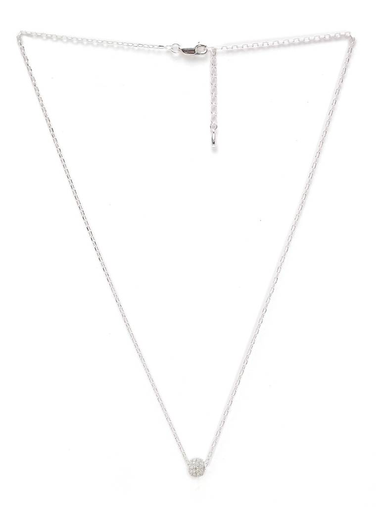 925 Sterling Silver Rhodium Plated Ball Pendant Necklace With Chain Gift For Women And Girls : CSWZMP55_SCH