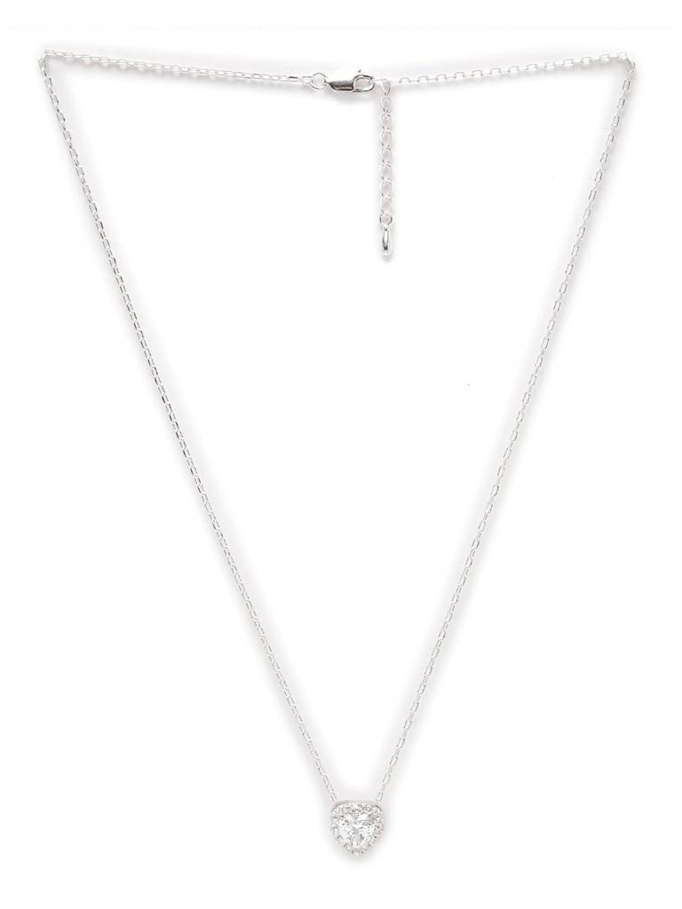 925 Sterling Silver Rhodium Plated Valentine Pendant Necklace With Chain Gift For Women And Girls : CSWZMP66_SCH