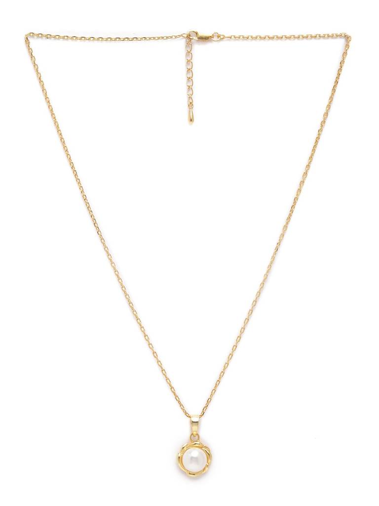 925 Silver Real Pearl Aki Pendant With Chain Necklace Rhodium Plated Gift For Women & Girls : CSPCZP27