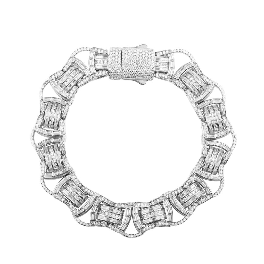 Chunky Silver Cz Bracelet : GB11