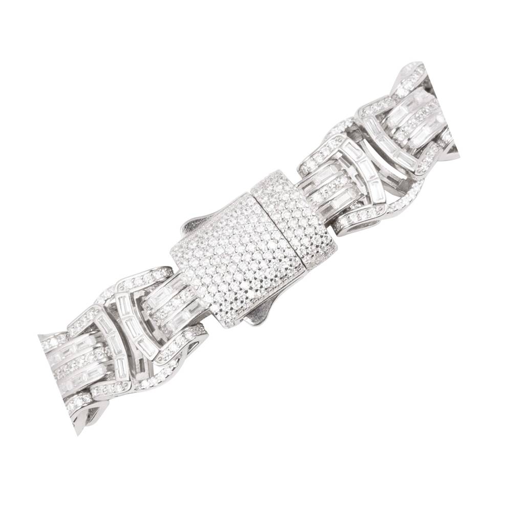 Chunky Silver Cz Bracelet : GB11