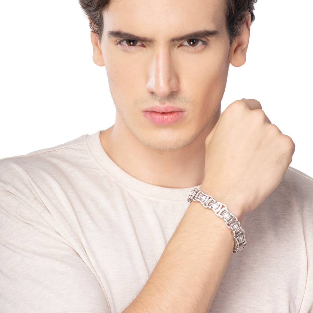 Chunky Silver Cz Bracelet : GB11
