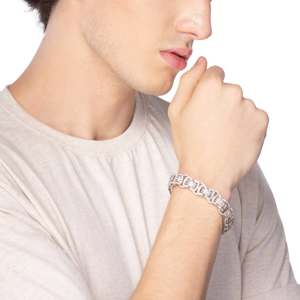 Chunky Silver Cz Bracelet : GB11