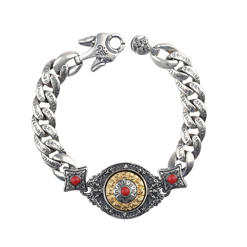 Vintage Retreat Cuban Link Silver Men'S Bracelet : GB4