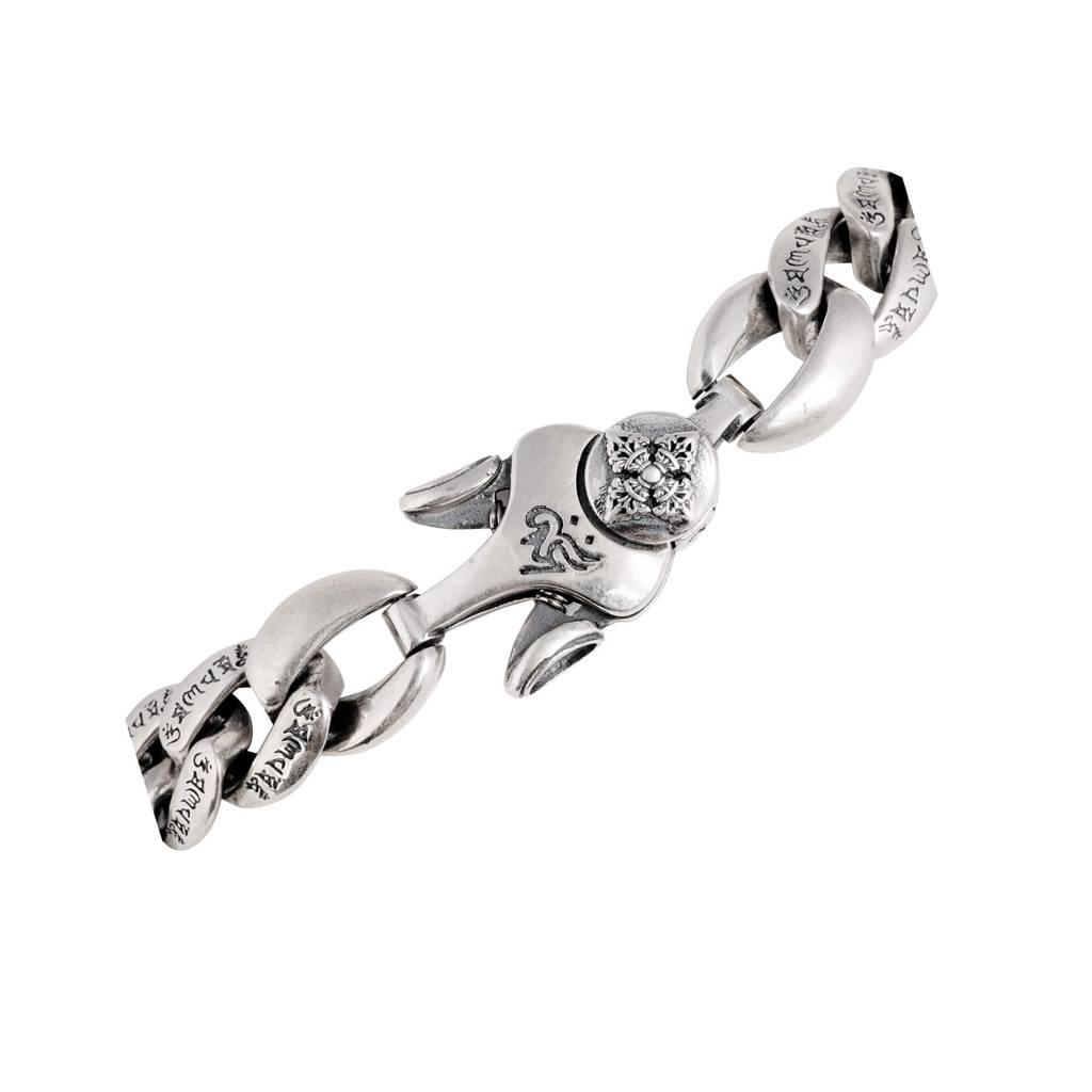 Vintage Retreat Cuban Link Silver Men'S Bracelet : GB4