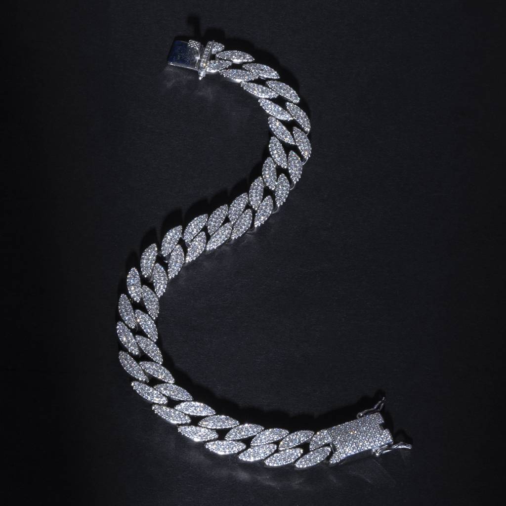 Curb Cuban Link Cz Silver Bracelet : GB7