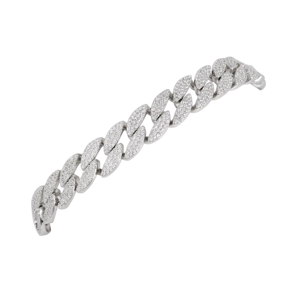 Curb Cuban Link Cz Silver Bracelet : GB7