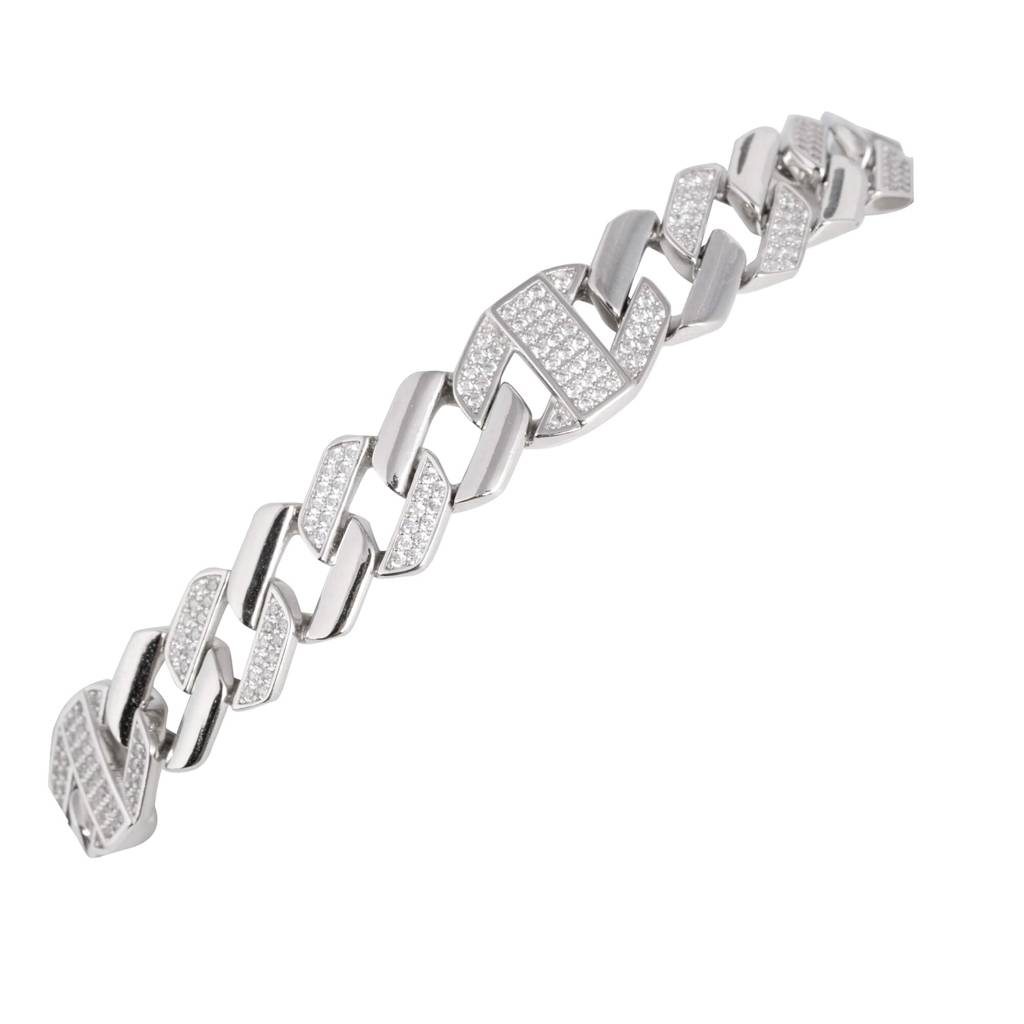 Cz Studded Silver Bracelet