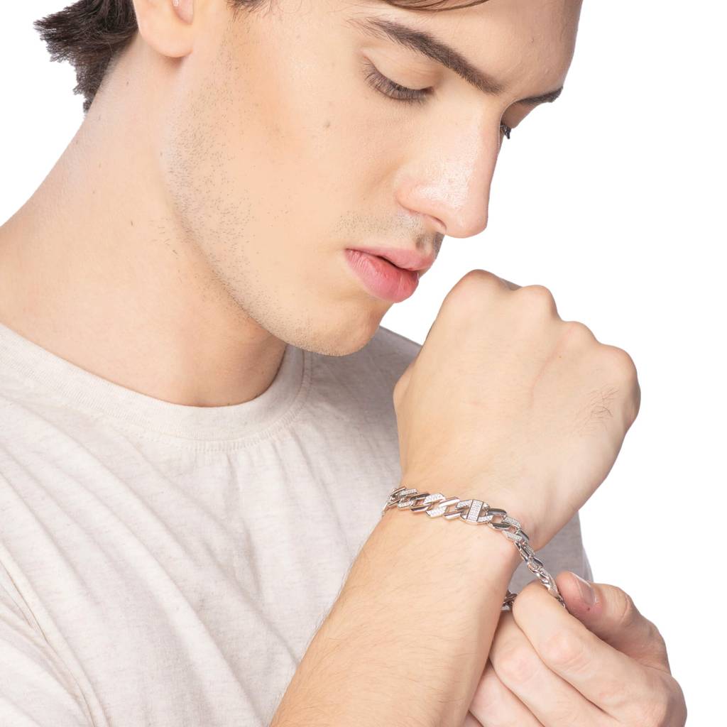Cz Studded Silver Bracelet