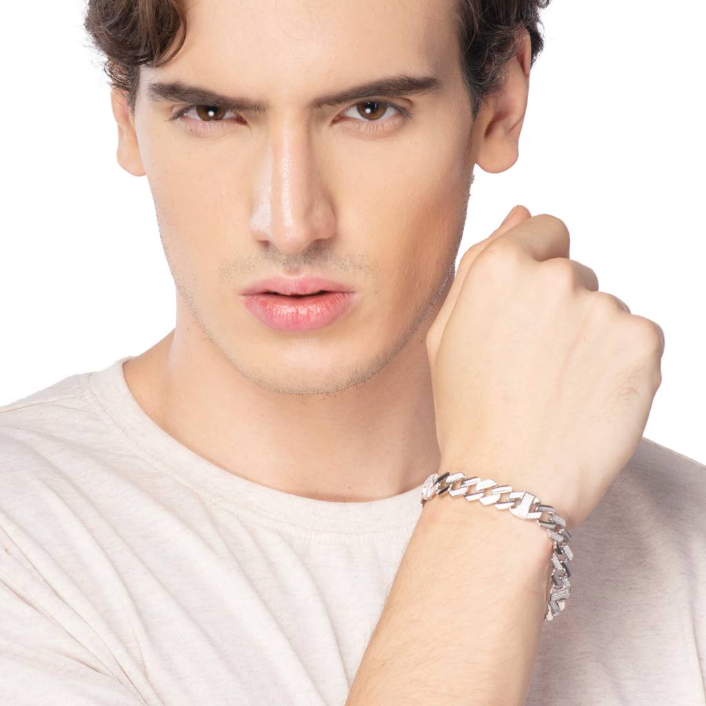 Cz Studded Silver Bracelet