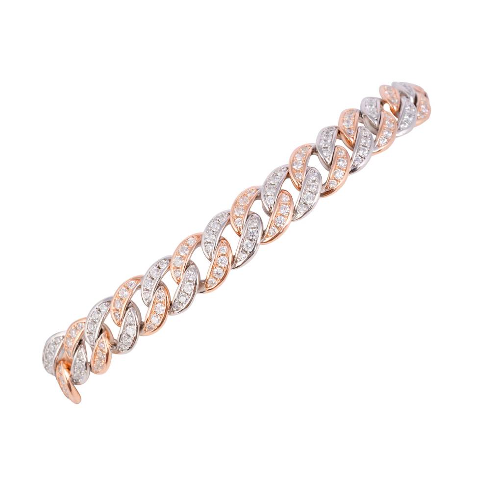 Dual Tone Cuban Link Cz Bracelet