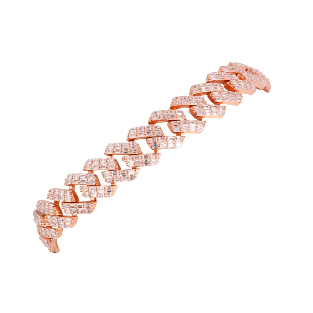 Cuban Rosegold Cz Bracelet