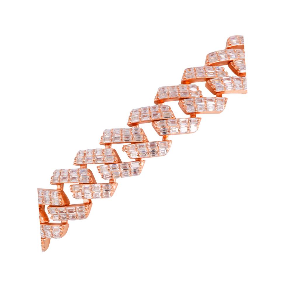 Cuban Rosegold Cz Bracelet