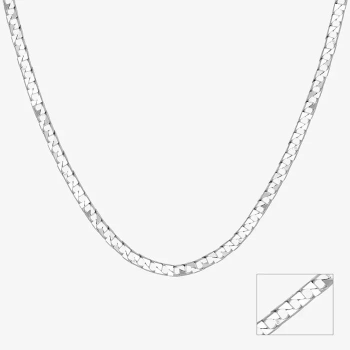 24MEN Stainless Steel 8mm Silver Interlock Bone Chain Necklace With Cross Pendant – 24 Inch, 316L, Lobster Claw