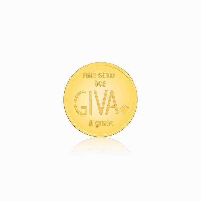 24K Gold Goddess Lakshmi And Lord Ganesha Coin - 5G : GDCO03