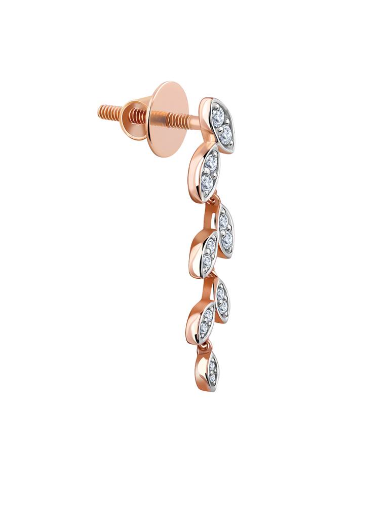 18K Rose Gold Branched Leaves Diamond Earrings : GDLBBER035