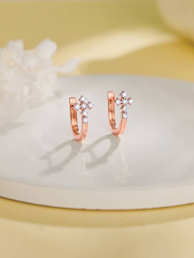 18K Rose Gold Embrace Elegance Diamond Earrings : GDLBBER036