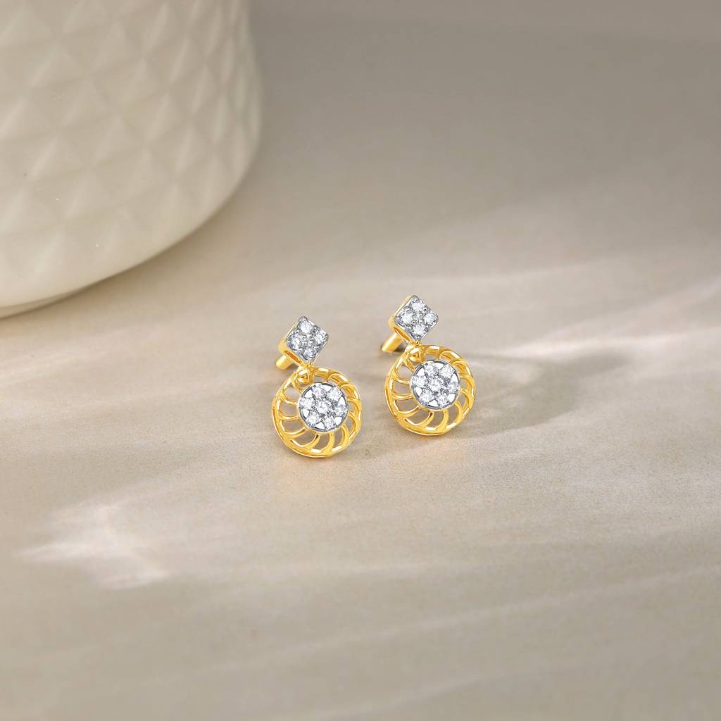 18K Gold Unravel Diamond Earrings : GDLBBER042