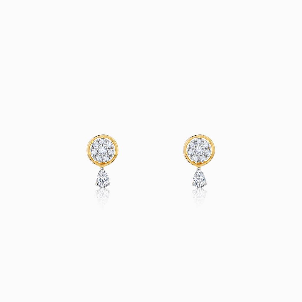 14K Gold Floral Dangling Diamond Earrings : GDLBBER044