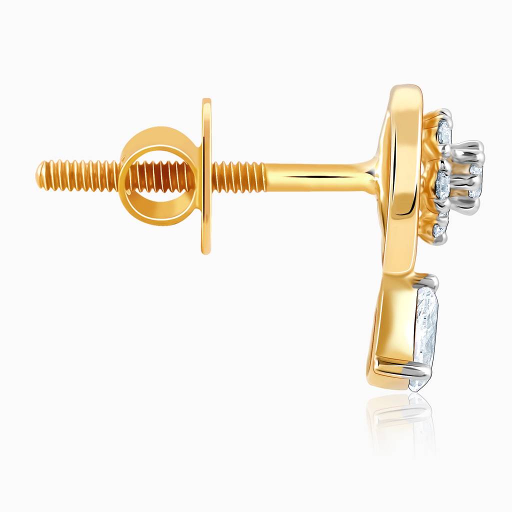14K Gold Floral Dangling Diamond Earrings : GDLBBER044