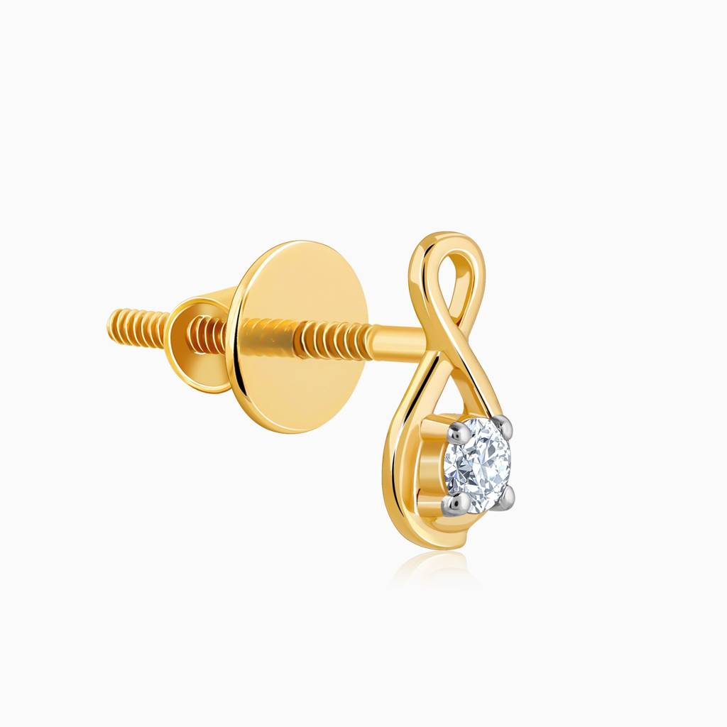 18K Gold Boundless Solitaire Diamond Studs : GDLBBER046