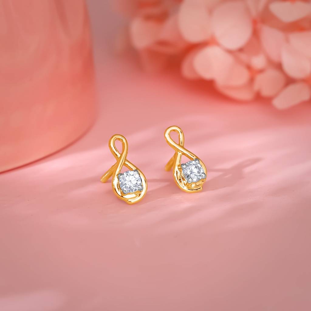 18K Gold Boundless Solitaire Diamond Studs : GDLBBER046