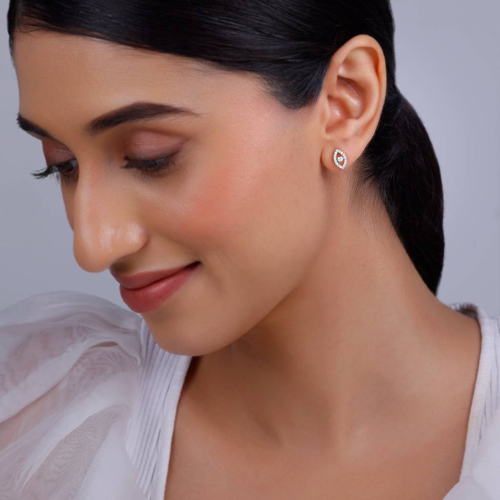18K Gold Mystic Eyes Diamond Stud Earrings : GDLBBER049