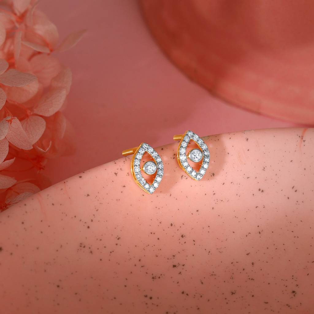 18K Gold Mystic Eyes Diamond Stud Earrings : GDLBBER049