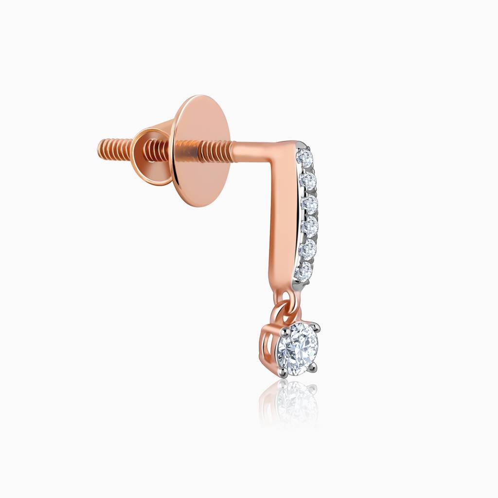 14K Rose Gold Amazed Diamond Earrings : GDLBBER052