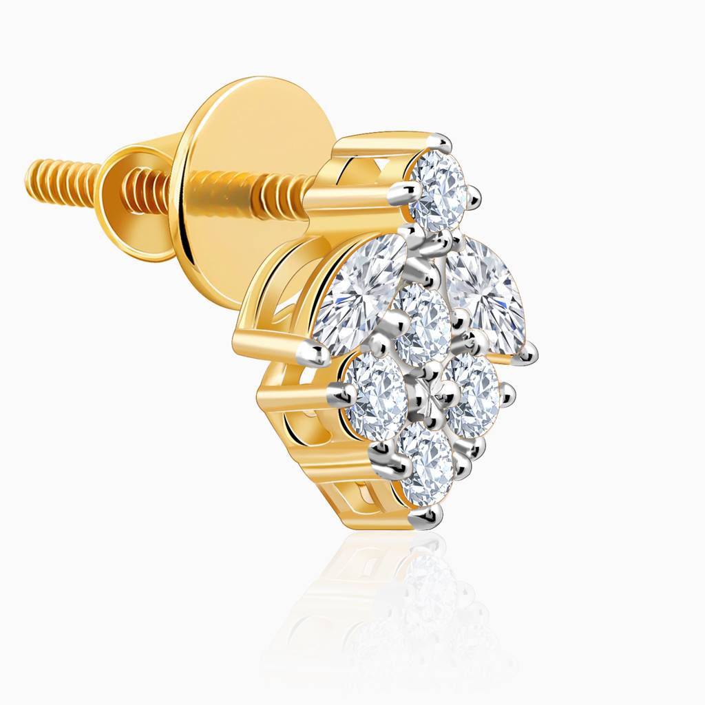 14K Gold Buti Diamond Earrings : GDLBBER055
