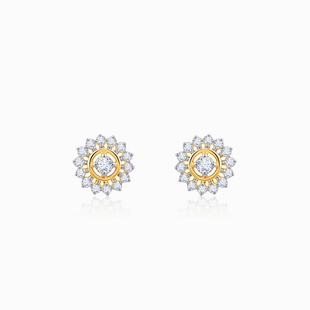 14K Gold Flower Power Diamond Stud Earrings : GDLBBER057