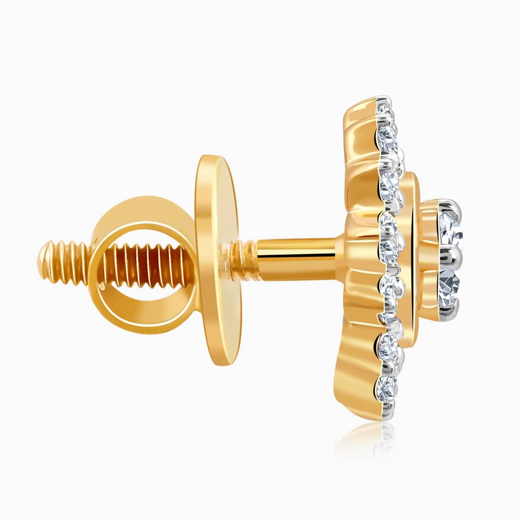 14K Gold Flower Power Diamond Stud Earrings : GDLBBER057
