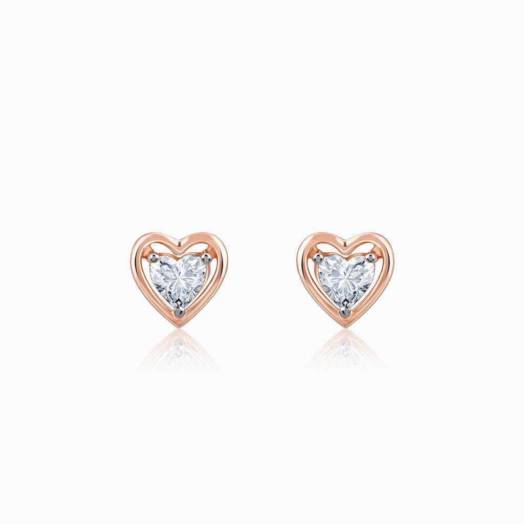 14K Rose Gold Heart Throb Diamond Earrings : GDLBBER058