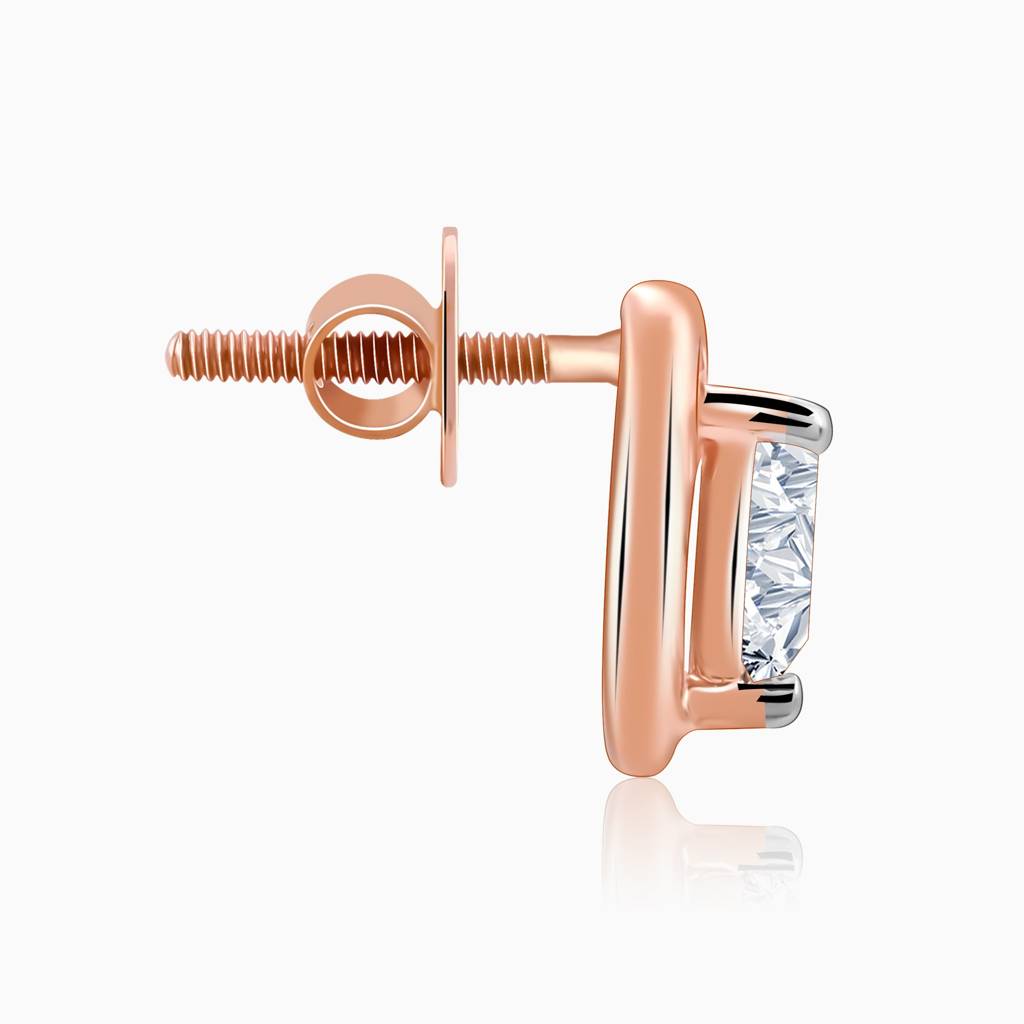 14K Rose Gold Heart Throb Diamond Earrings : GDLBBER058