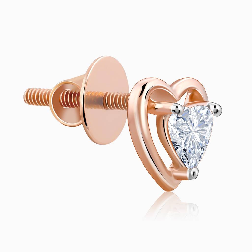 14K Rose Gold Heart Throb Diamond Earrings : GDLBBER058