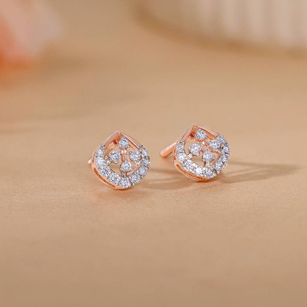 14K Rose Gold Dazzle Duo Diamond Earrings : GDLBBER059